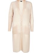 River Island Pink Mohair Side Split Maxi Cardigan - Lyst