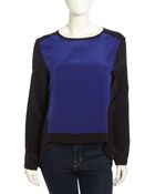 Nicole Miller Miles Long-Sleeve Colorblock Crepe Blouse - Lyst