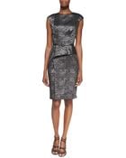 David Meister Cap-Sleeve Peplum Cocktail Dress - Lyst