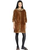 Marni Shearling Fur Coat W/Embellished Collar - Lyst