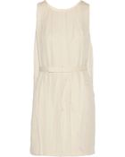Halston Heritage Belted Frayed Silk Crepe De Chine Dress - Lyst