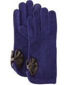 Portolano Cashmere-Blend Bow-Detailed Tech Gloves - Lyst