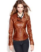 Guess Asymmetrical Zip-Front Leather Jacket - Lyst