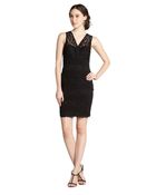 Marina Black Sleeveless Lace Tiered Dress - Lyst