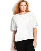 Calvin Klein Plus Size Grommet-Embellished Short-Sleeve Top - Lyst