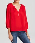 Joie Blouse- Lydie Matte Silk Ruffle Trim - Lyst