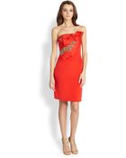 Notte By Marchesa Strapless Beaded Drape Dress - Lyst