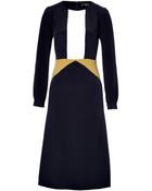 Giulietta Silk Colorblock Dress In Navy/White/Mustard - Lyst