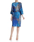 Josie Natori Yari Printed Silk Kimono Dress - Lyst