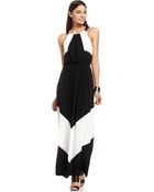 Vince Camuto Colorblock Halter Maxi Dress - Lyst