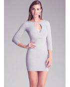Bebe Metallic 3/4 Sleeve Dress - Lyst