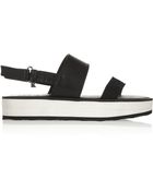Karl Lagerfeld Leather And Canvas Slingback Sandals - Lyst