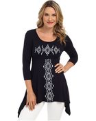 Karen Kane 34 Sleeve Printed Handkerchief Top - Lyst