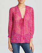 Joie Blouse - Calvina Shadow Dot Tie Neck Silk - Lyst