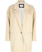 River Island Beige Drawn Wool-Blend Oversized Coat - Lyst