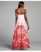 Aidan Mattox Blush Floral Printed Strapless Chiffon Gown - Lyst