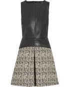 Proenza Schouler Leather And Cotton-Blend Tweed Mini Dress - Lyst