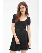 Forever 21 Belted Skater Dress - Lyst