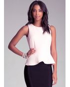 Bebe Rose Jacquard Peplum Top - Lyst