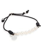Majorica 6mm Pearl Sterling Silver Leather Bracelet - Lyst