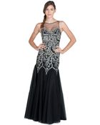 Badgley Mischka Caviar Sequins Beaded Evening Gown - Lyst