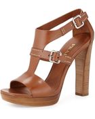 Prada Leather T-Strap Sandal - Lyst