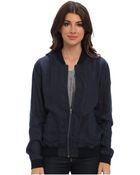 Michael Stars Denim Tencel Ls Varsity Jacket - Lyst