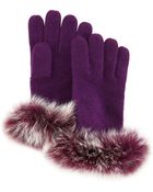 Sofia Cashmere Knit Fox-Fur-Cuff Gloves - Lyst