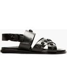 Versace Black Leather Medusa Stud Sandals - Lyst