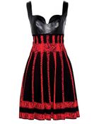 Alexander McQueen Intarsia Stretch Dress With Leather - Lyst
