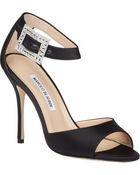 Manolo Blahnik Jeweled-Buckle Dribbin Sandals - Lyst