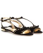 Miu Miu Stud-Embellished Suede Sandals - Lyst