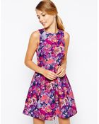 Oasis Rose Print Bonded Dress - Lyst