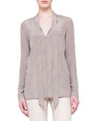 Akris Trail-print Tie-neck Blouse - Lyst