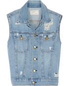 Current/Elliott The Sleeveless Rider Distressed Denim Vest - Lyst