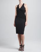 Donna Karan New York Jersey-Draped V-Neck Dress - Lyst