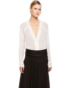 Donna Karan New York Georgette Long Sleeve Blouse - Lyst
