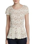 Madison Marcus Lace Peplum Top - Lyst