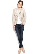 Kensie Asymmetrical Perforated Fauxsuede Moto Jacket - Lyst