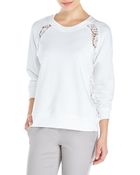 Rebecca Taylor White Lace Panel Sweatshirt - Lyst