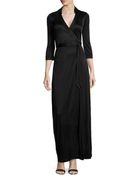 Diane von Furstenberg 3/4-Sleeve Maxi Wrap Dress - Lyst