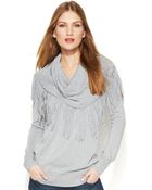 Michael Kors Michael Fringed Cowl-Neck Sweater - Lyst