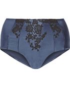 Carine Gilson Lace-Appliquéd Silk-Blend Satin Briefs - Lyst