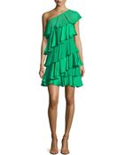 Halston Heritage One-Shoulder Tiered Ruffle Dress - Lyst