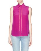 Vince Sheer Panel Silk Blouse - Lyst