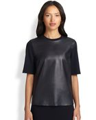 Akris Punto Leather-Front Shirt - Lyst