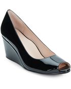 Taryn Rose Kimberly Patent Leather Peep-Toe Wedges - Lyst