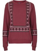 Topshop Embroidered Insert Sweat - Lyst