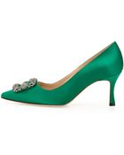 Manolo Blahnik Hangisi Satin Crystal-Toe Pump - Lyst