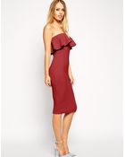 Asos Ruffle Bandeau Pencil Dress - Lyst